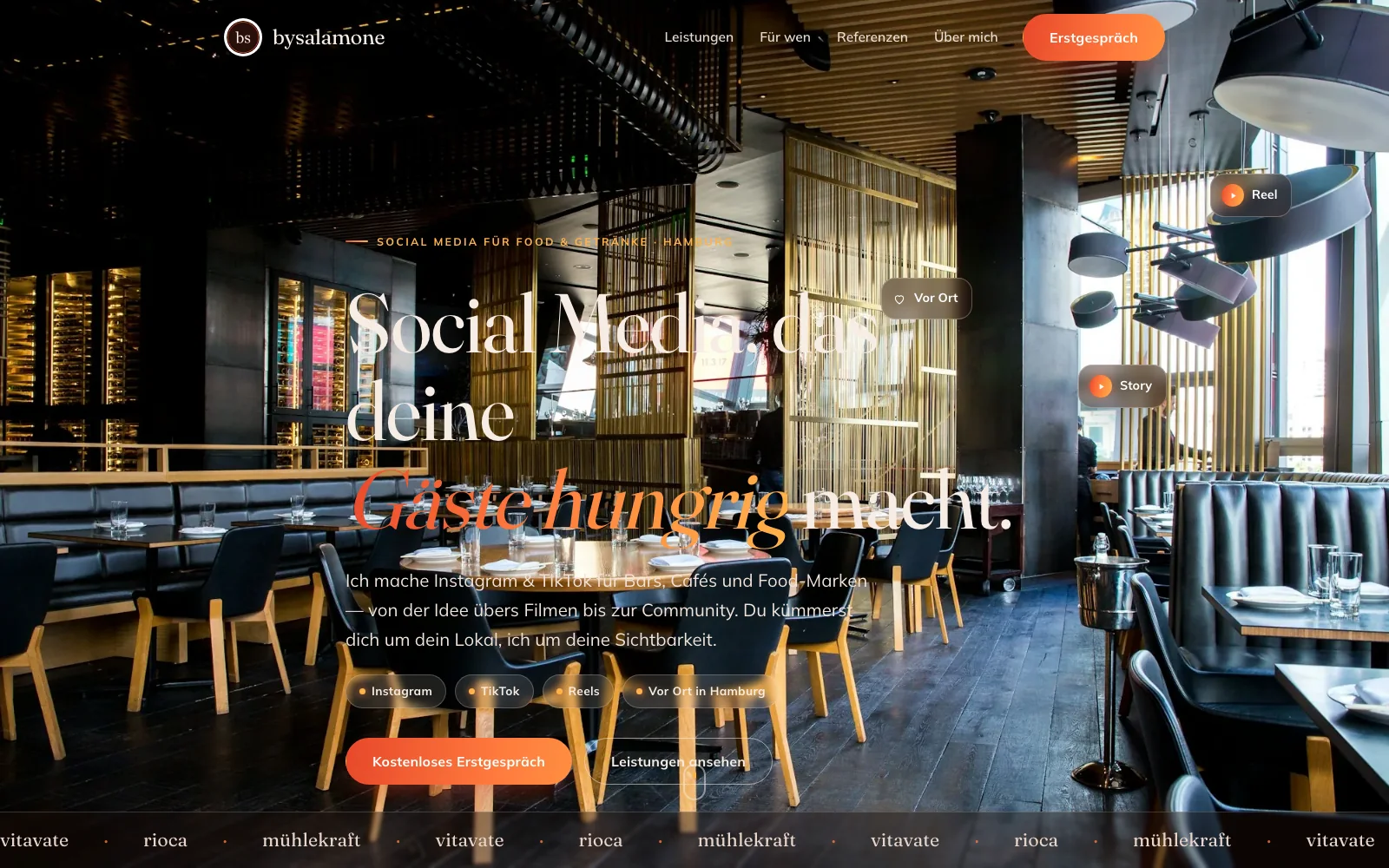 Startseite der Website der Social-Media-Agentur bysalamone